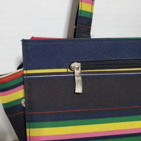 Vintage Festival Striped Shoulder Handbag Purse Electric Rainbow - Picture 2 of 13